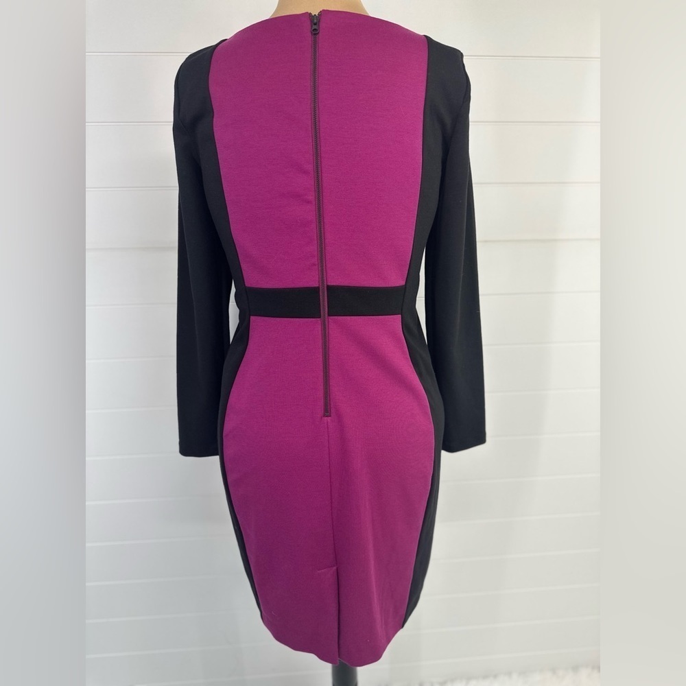 Narciso Rodriguez Raspberry & Black Long-sleeve Color-block Ponte Dress Sz M - Picture 5 of 9